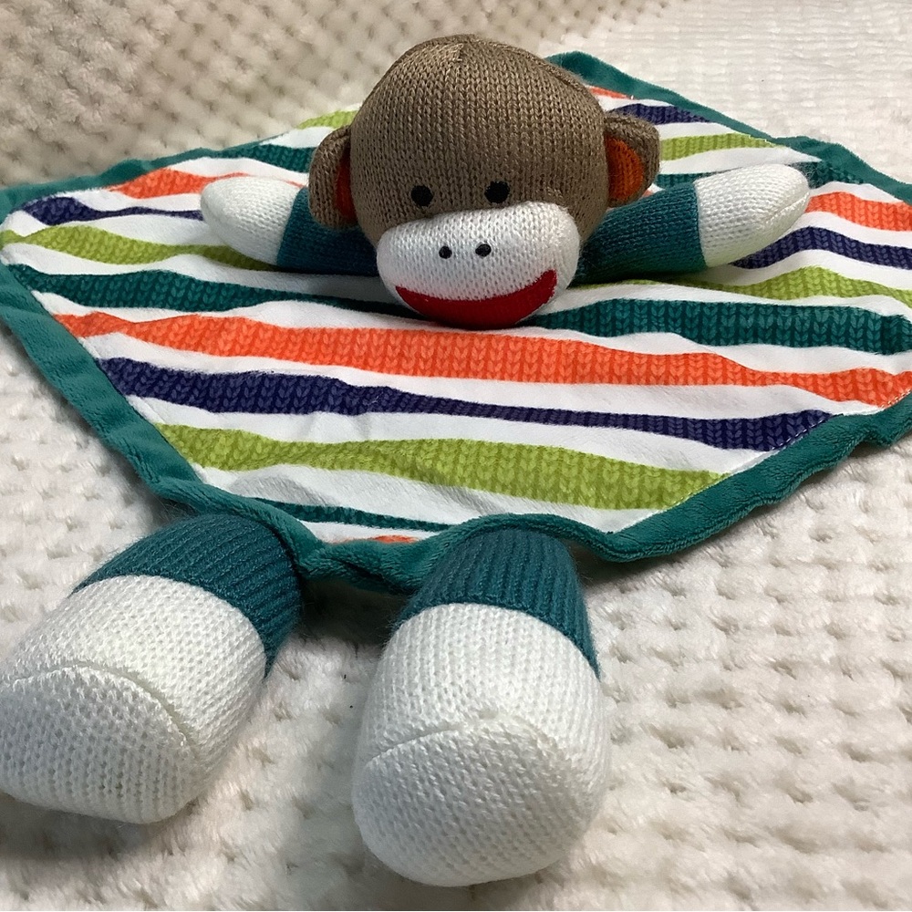 Baby Starters Plush Striped Knitted Monkey Lovey Stuffed Animal Security Blanket